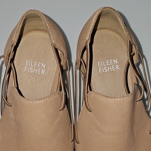 NEW Eileen Fisher Alfie Sandal Caged Peep Toe Heel Honey Tan Nubuck Size 10 - Picture 7 of 14